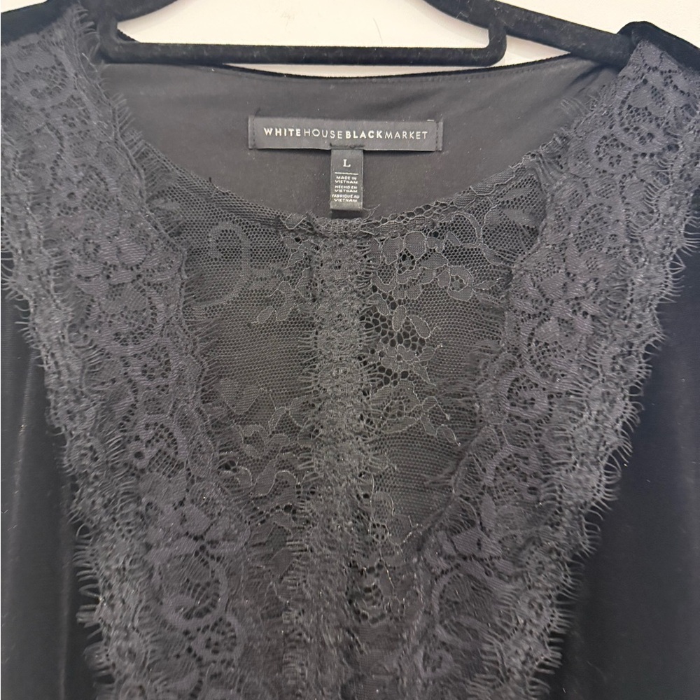 White House Black Market Black Lace Sleeveless Top - Picture 3 of 3